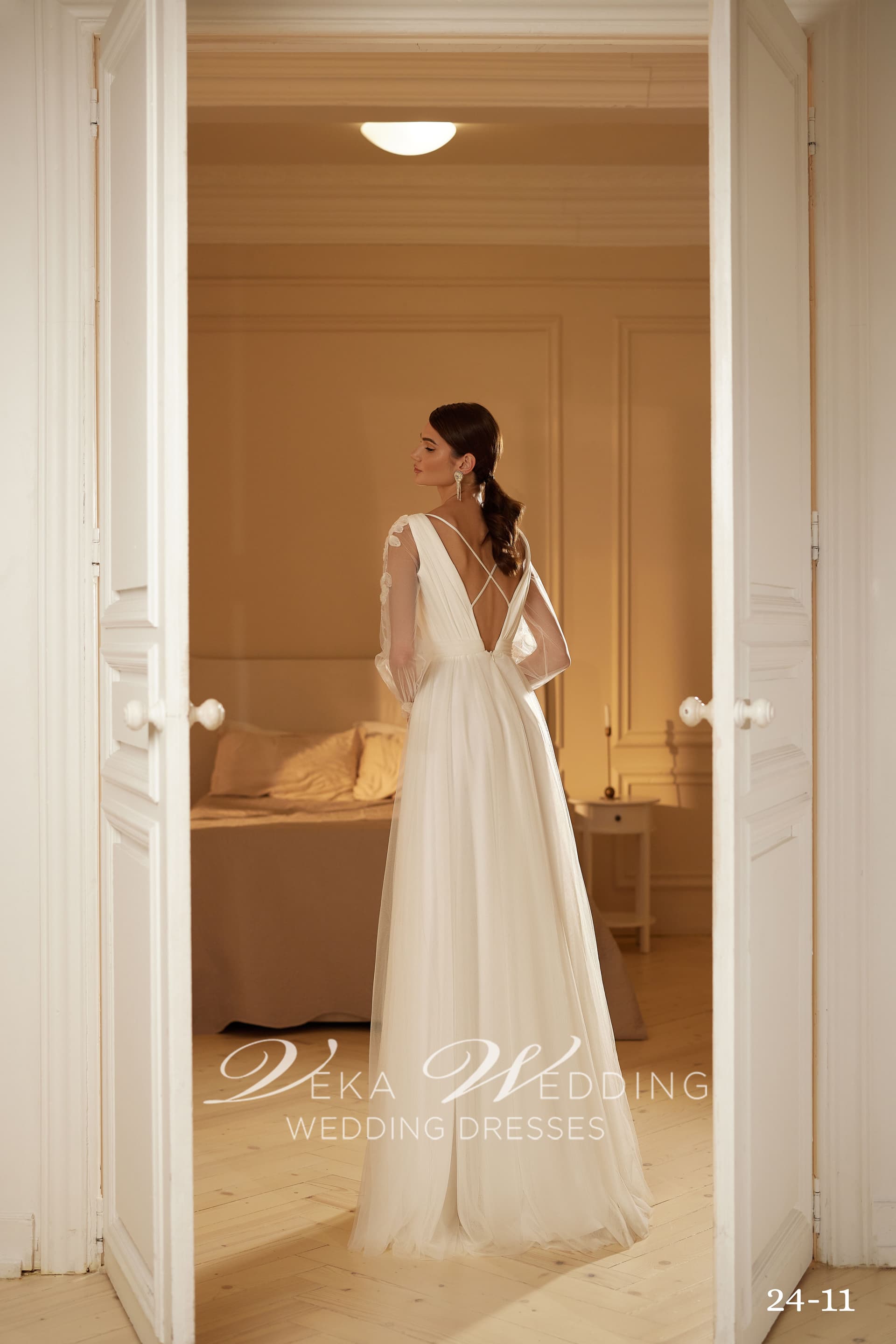 Isadora bridal gown — criss-cross open back with delicate straps